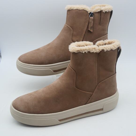 Clarks Shoes - NEW Clarks Women's 8 Hollyhock Lane Faux Trim Leather Boots Pebble Brown Tan